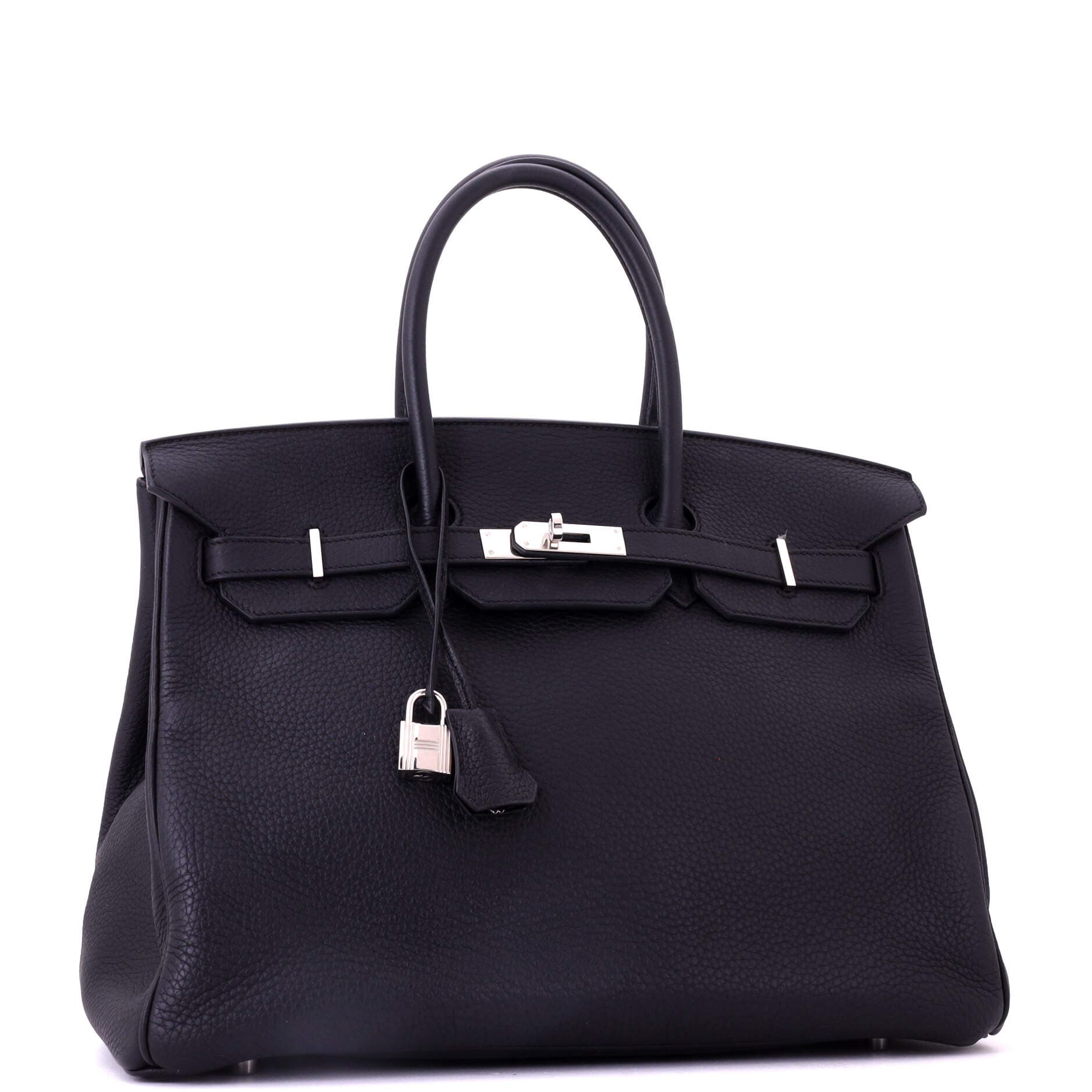 Pre-Owned Hermes Birkin Handbag Black Clemence with Palladium Hardware 35, Alternate, color, 
