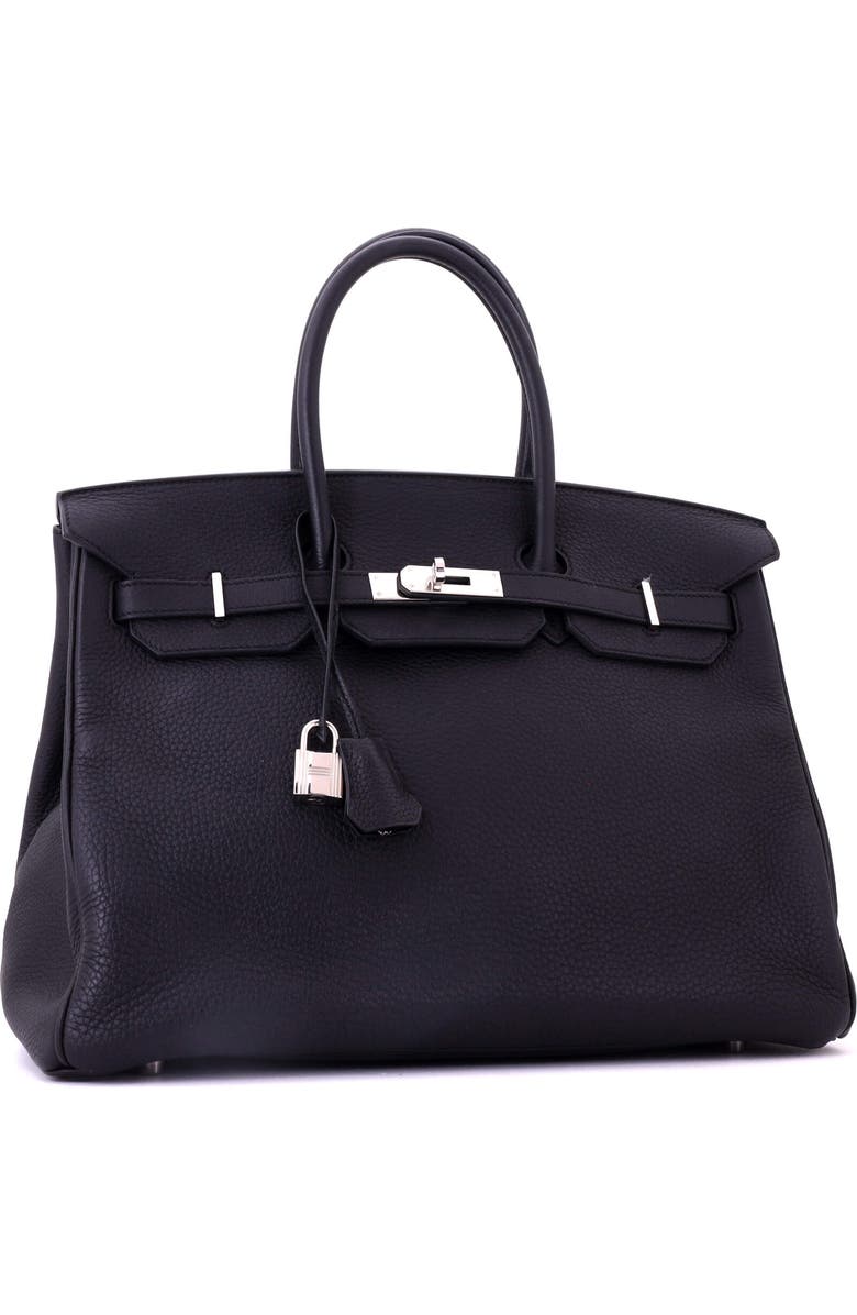 Pre-Owned Hermes Birkin Handbag Black Clemence with Palladium Hardware 35, Alternate, color,