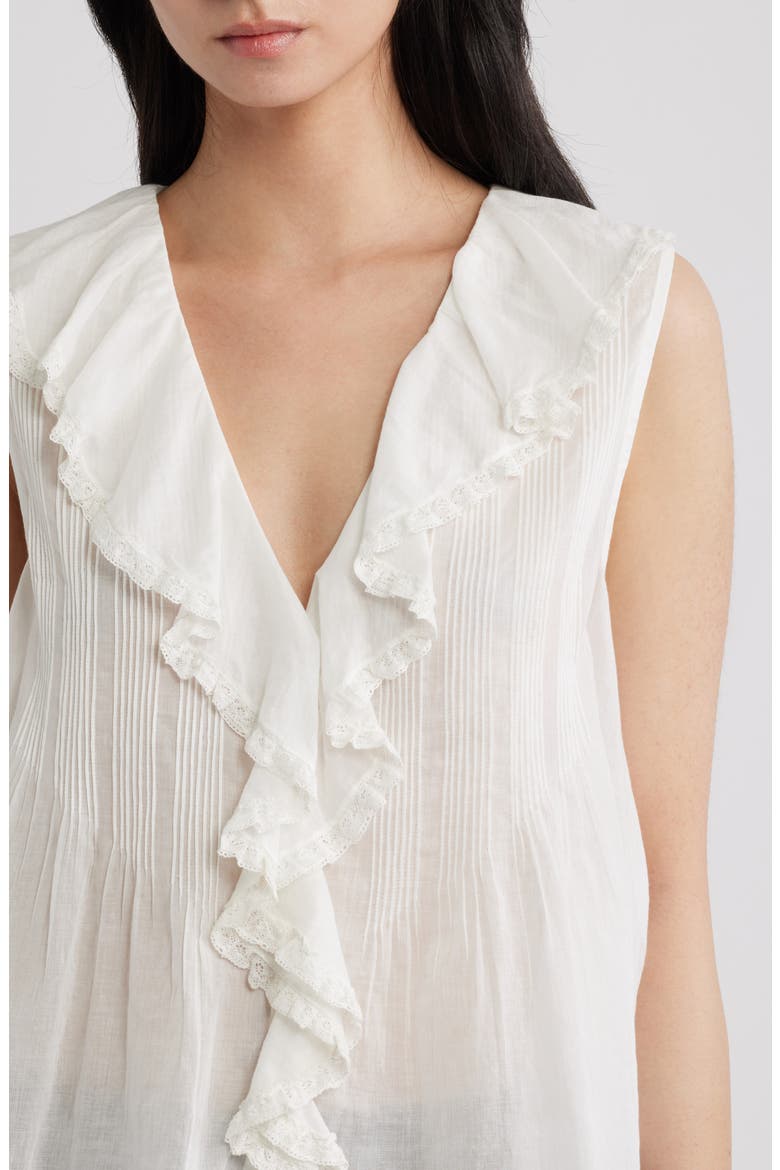 Hilda Pintucked Sleeveless Organic Cotton Top (Nordstrom Exclusive), Alternate, color, SALT