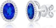 SIMONA Lab Grown Sapphire & Diamond Halo Stud Earrings