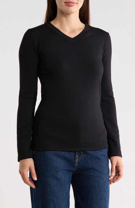 GO COUTURE V-Neck Long Sleeve T-Shirt