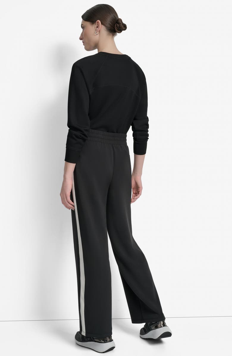 DKNY High Waist Modified Wide Leg Track Pants, Alternate, color, Black/ Eggnog