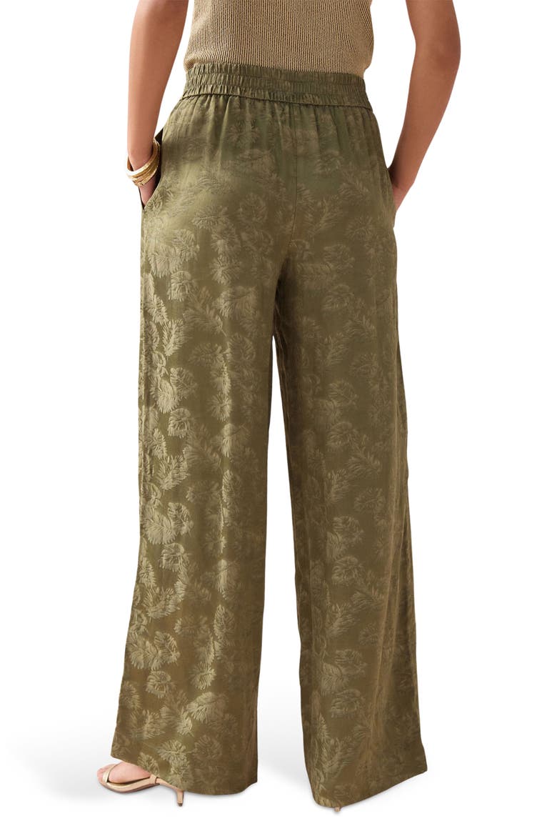 Jacquard Wide Leg Pants, Alternate, color, GREEN