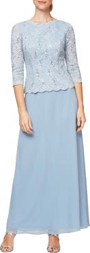 Alex Evenings Sequin Lace & Chiffon Gown