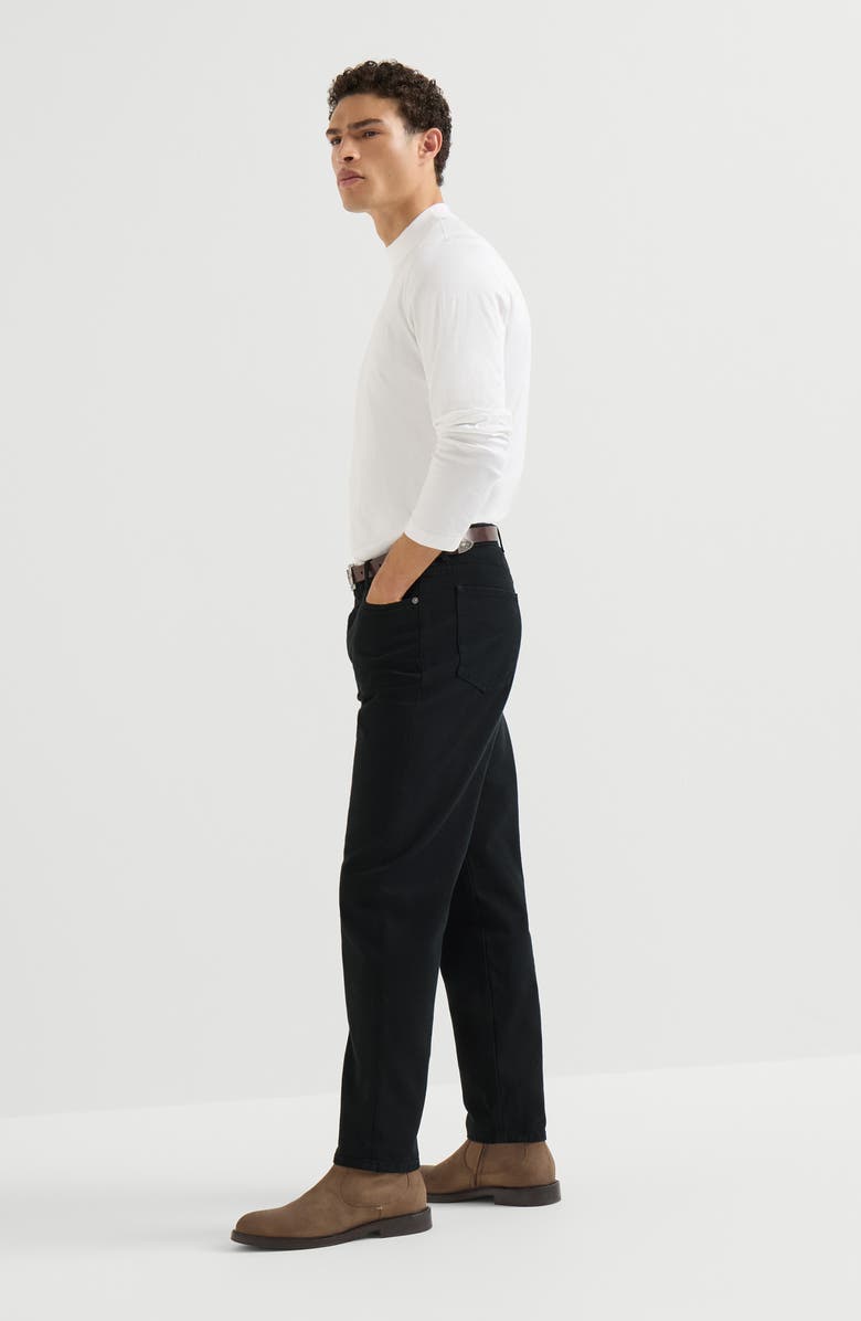 Brunello Cucinelli Garment-dyed denim iconic fit five-pocket trousers, Alternate, color, Black