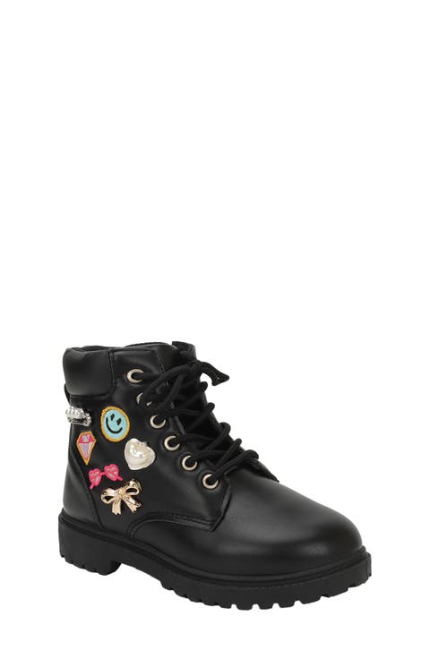 Kids' Patch Faux Leather Combat Boot