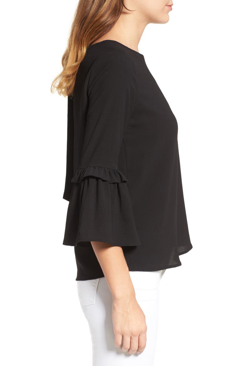 Gibson Ruffle Sleeve Top, Alternate, color, BLACK