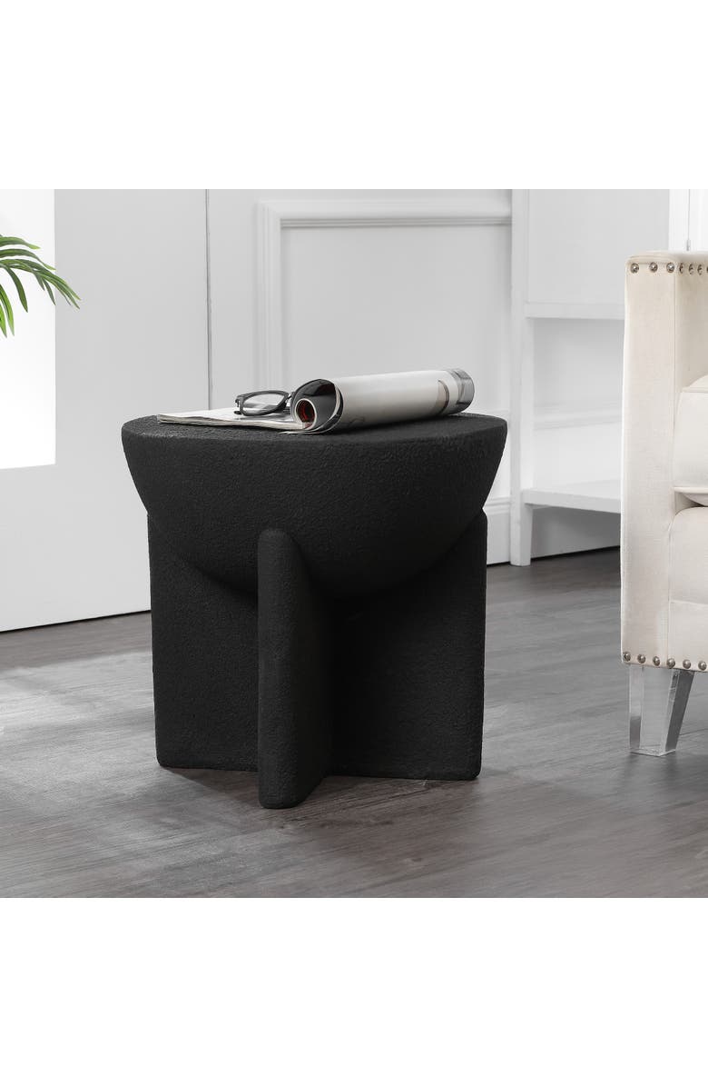 JONATHAN Y Brady 16.25" Minimalist Modern Drum Indoor/Outdoor Accent Table, Alternate, color, Black Frosted