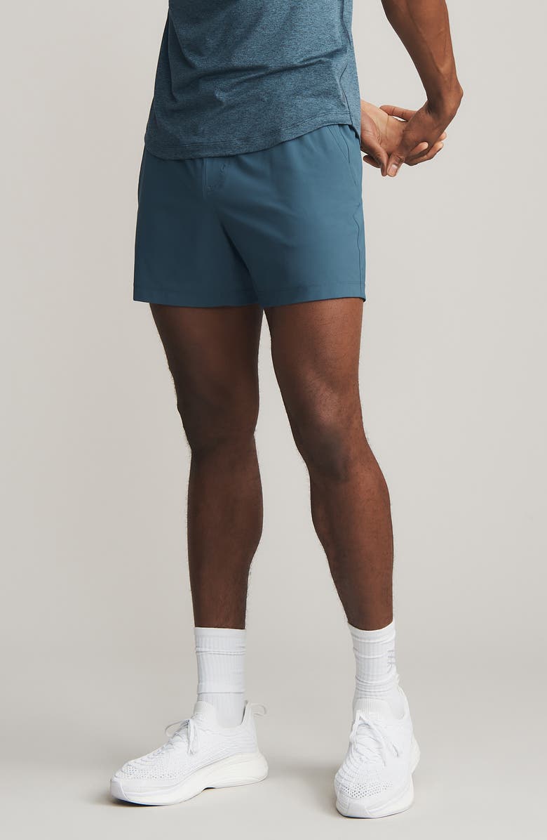 Rhone Pursuit 5-Inch Unlined Training Shorts, Main, color, Dark Teal