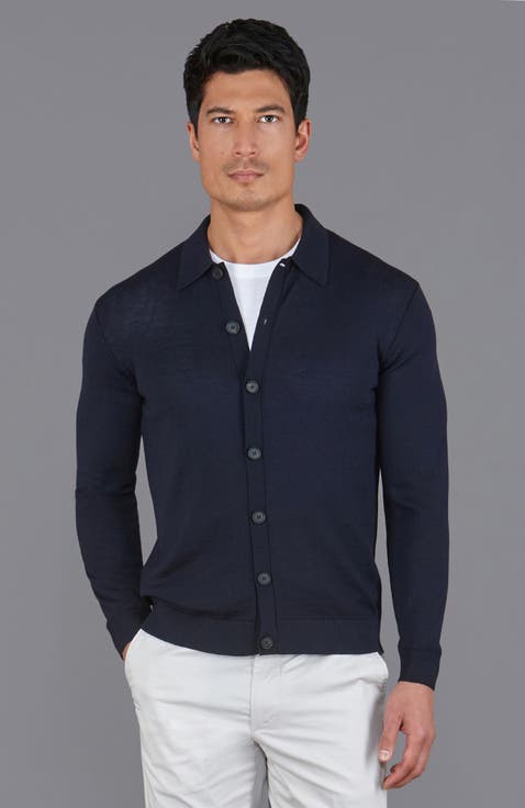 Extra Fine Merino Wool Polo Cardigan