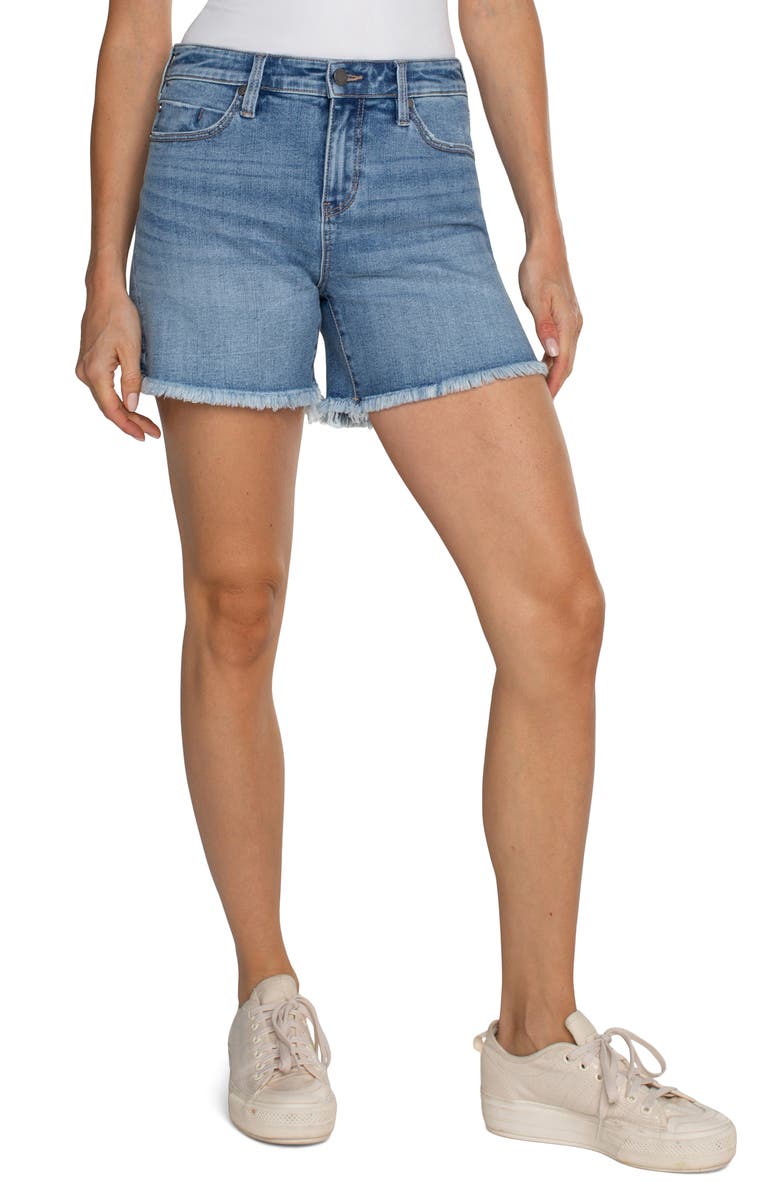 Liverpool Los Angeles Vickie Frayed Denim Shorts, Alternate, color, 