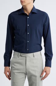 Zanella Piccadilly Solid Knit Nylon Blend Dress Shirt