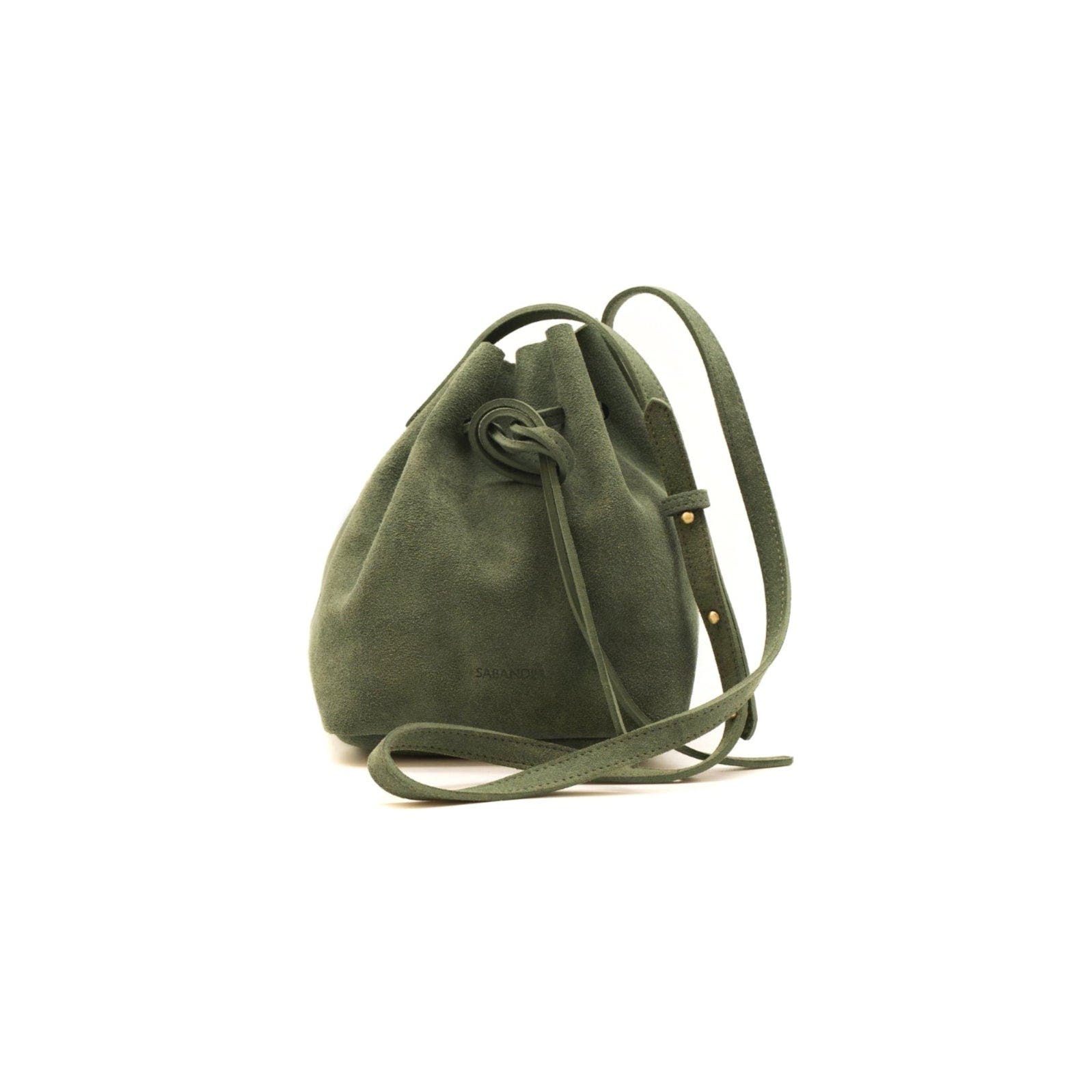 SABANDIJA Courtesy Suede Crossbody Bag in Green Gray 
