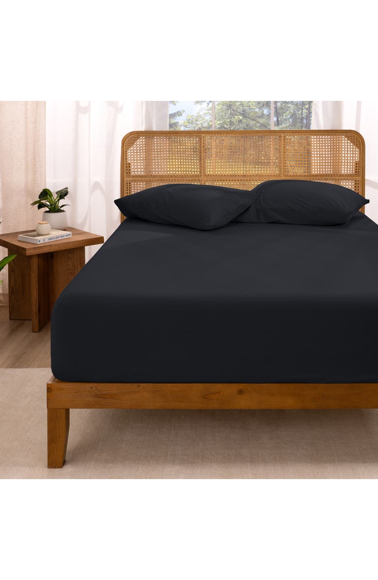 Bare Home Organic Cotton Jersey Fitted Sheet, Alternate, color, Black