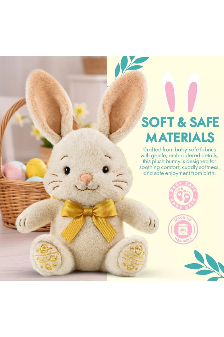 Plush Bunny with Bow and Silicone Teether Set, Alternate, color, Pink