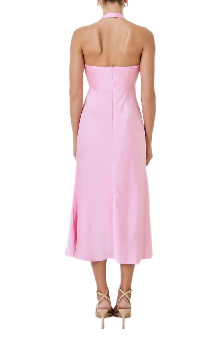 MARSY Bow Halter Satin Maxi Dress, Alternate, color, Pink