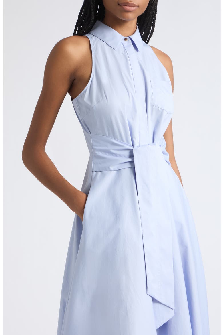 Chelsea Sleeveless Tie Front Cotton Midi Dress, Alternate, color, OXFORD BLUE