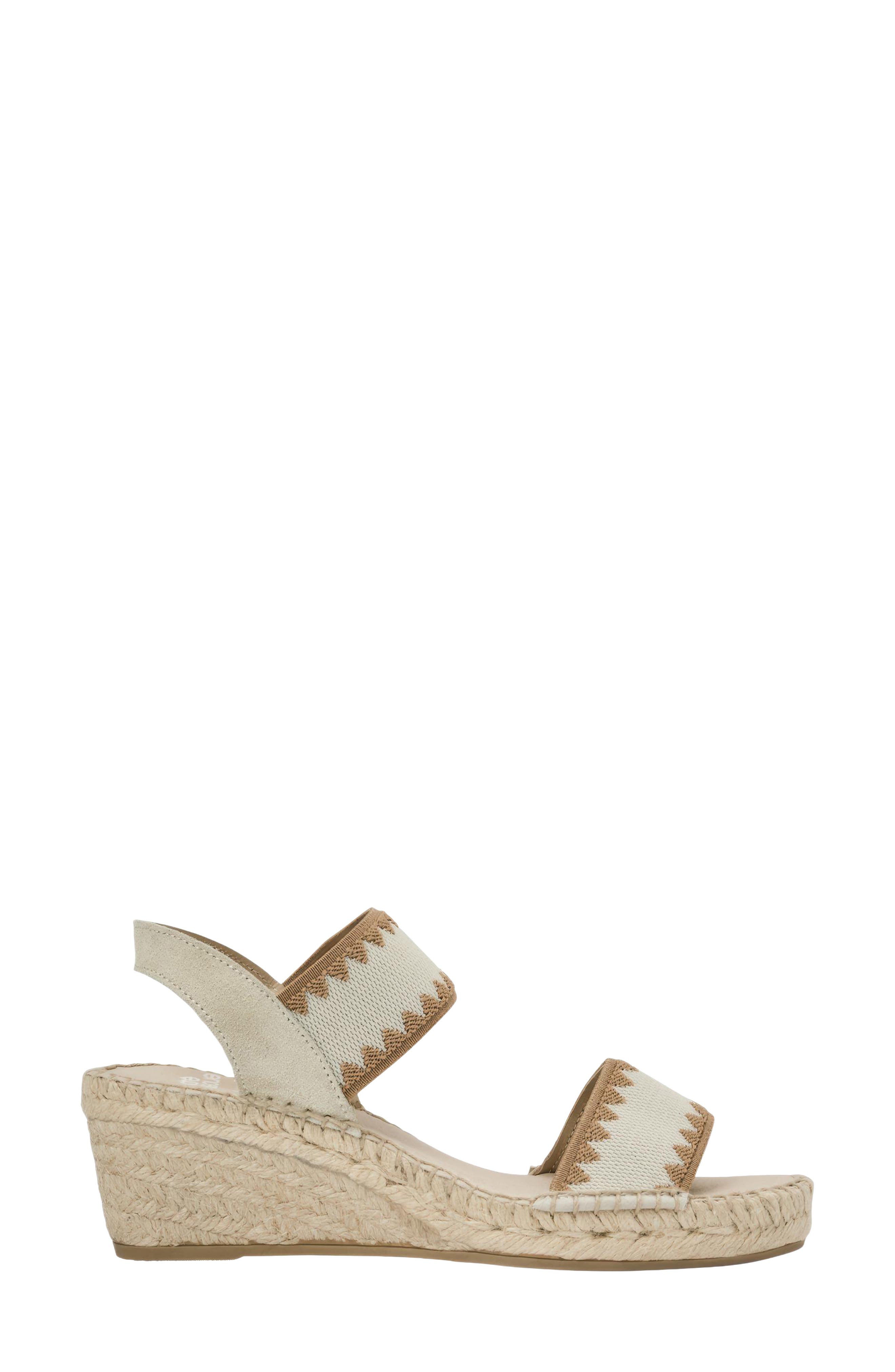 André Assous Ava Ankle Strap Espadrille Wedge, Alternate, color, Bone