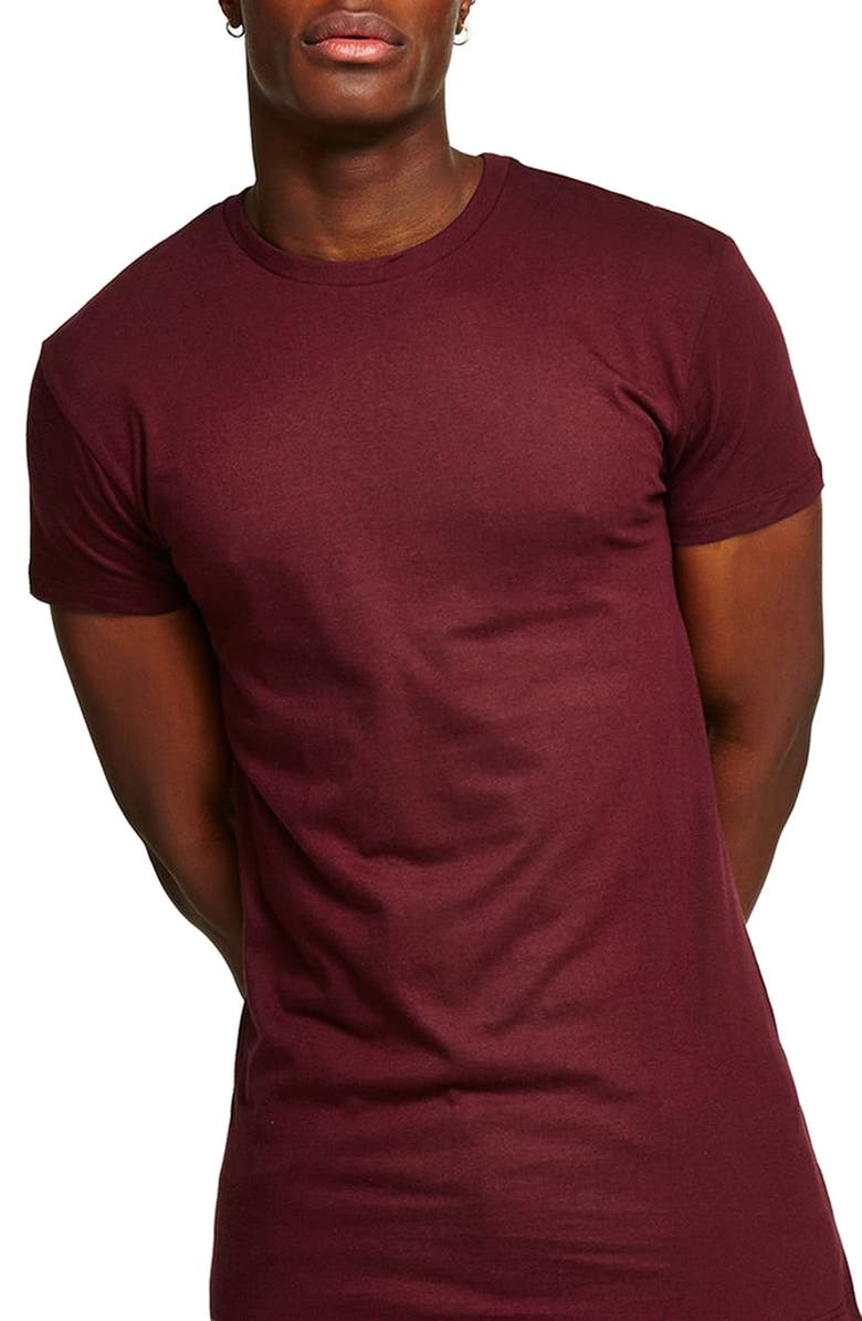 Topman Muscle Fit Longline T-Shirt, Main, color,