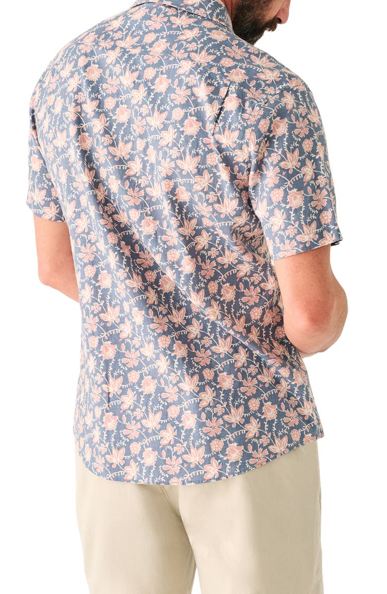 Faherty Breeze Floral Short Sleeve Hemp & Lyocell Button-Down Shirt, Alternate, color, 