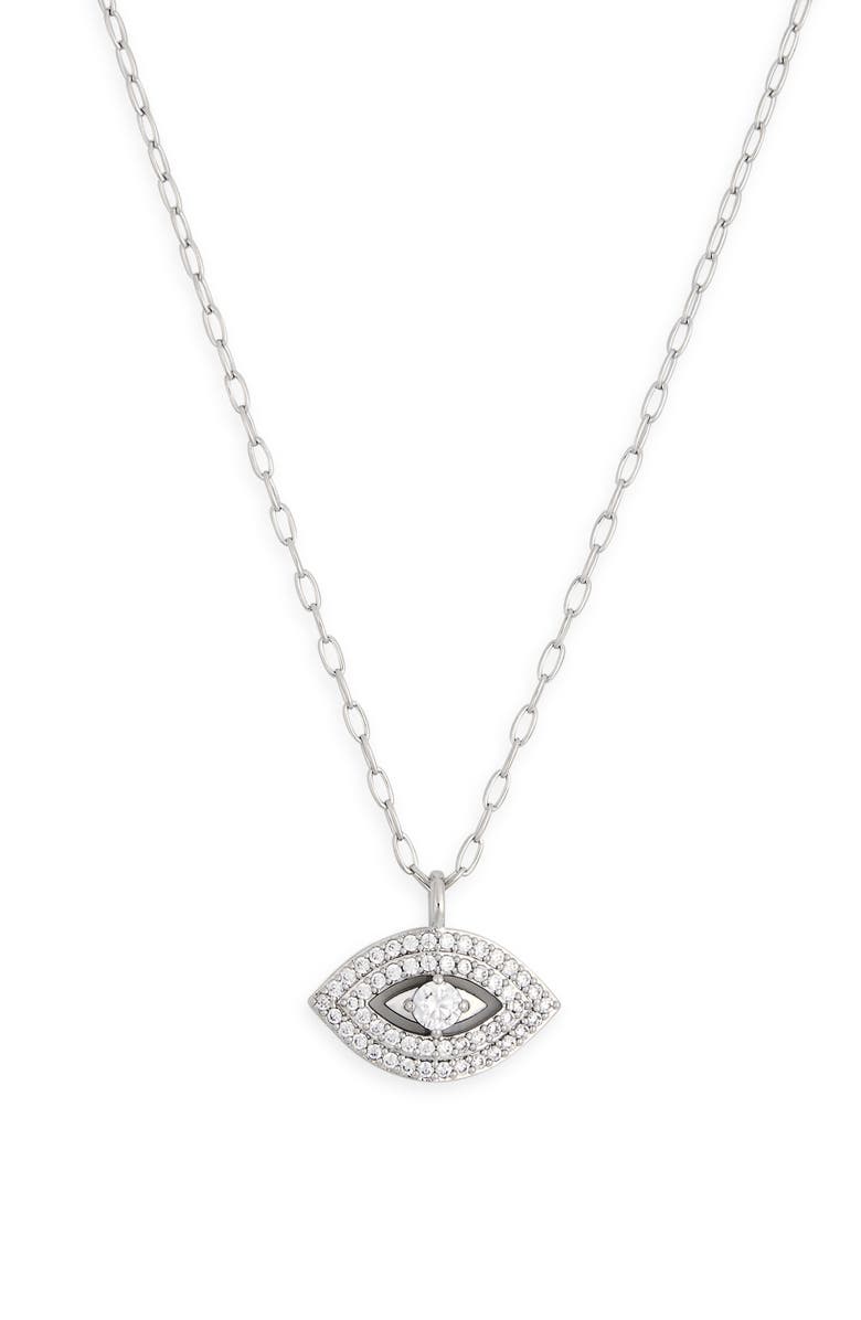 Nadri Daylight Evil Eye Pendant Necklace, Main, color, Rhodium