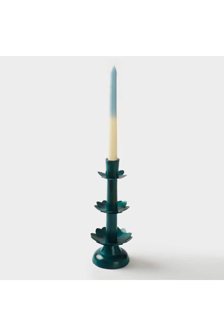 Green Lotus Bloom Tapered Candleholders, Alternate, color, Green