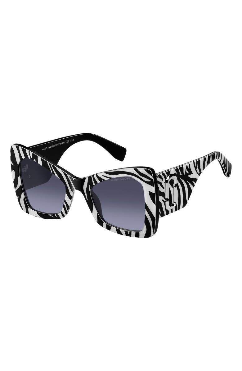 Marc Jacobs 52mm Gradient Butterfly Sunglasses, Alternate, color, Black White/ Grey Azure