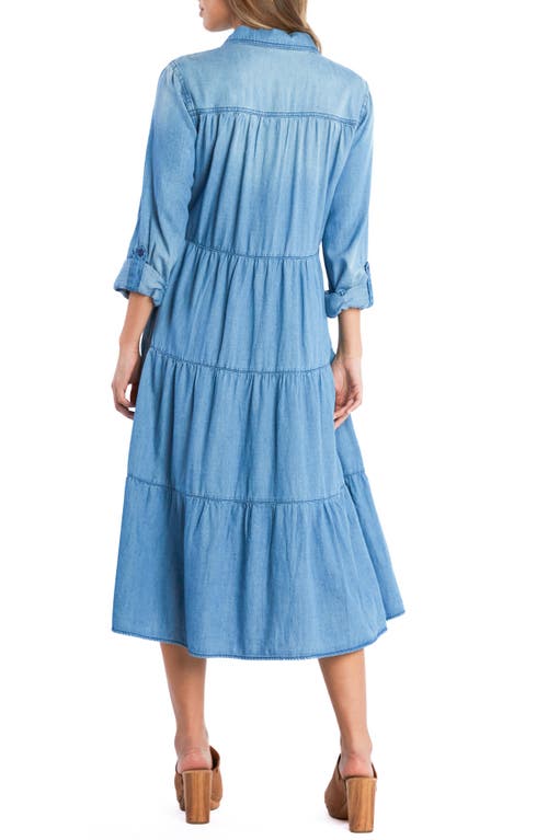 Billy T Dream Catching Long Sleeve Midi Shirtdress In Blue