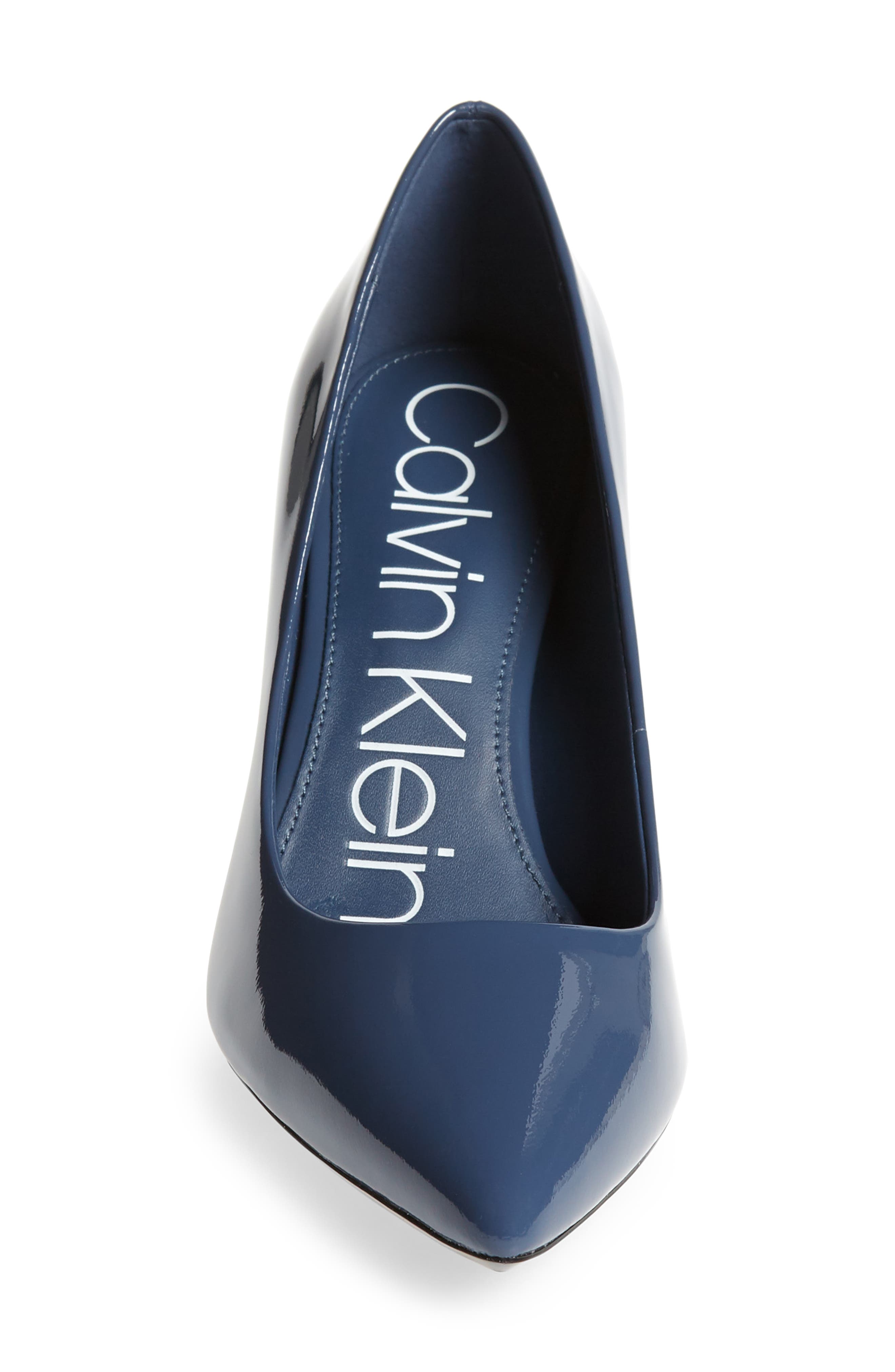Gayle Pointed Toe Pump, Alternate, color, DARK STEEL BLUE LEATHER