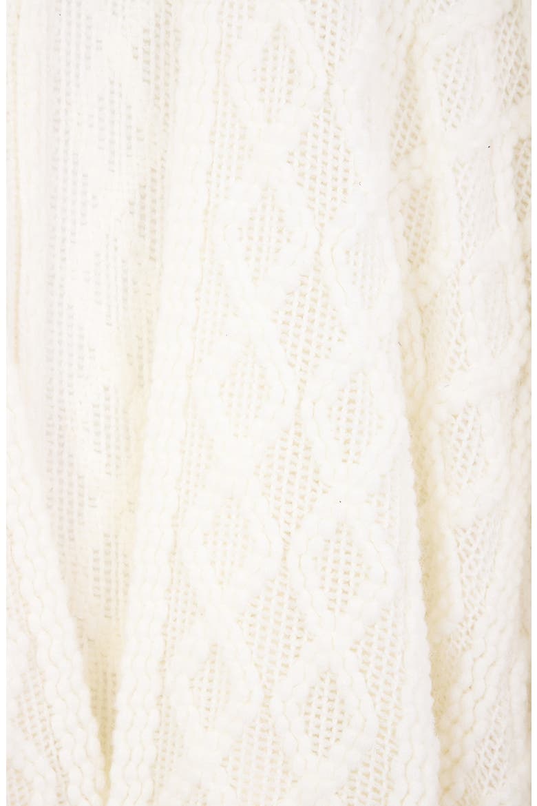 Cable Stitch Tassel Ruana, Alternate, color, WHITE