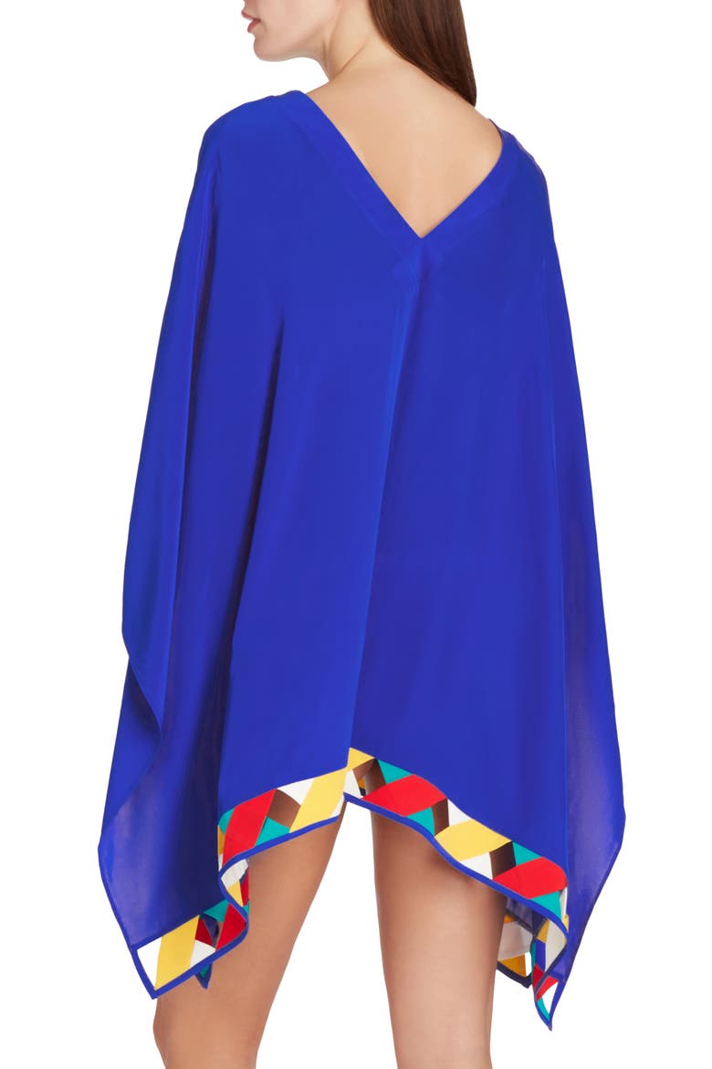 Bandage Hem Chiffon Cover-up Poncho, Alternate, color, Blue