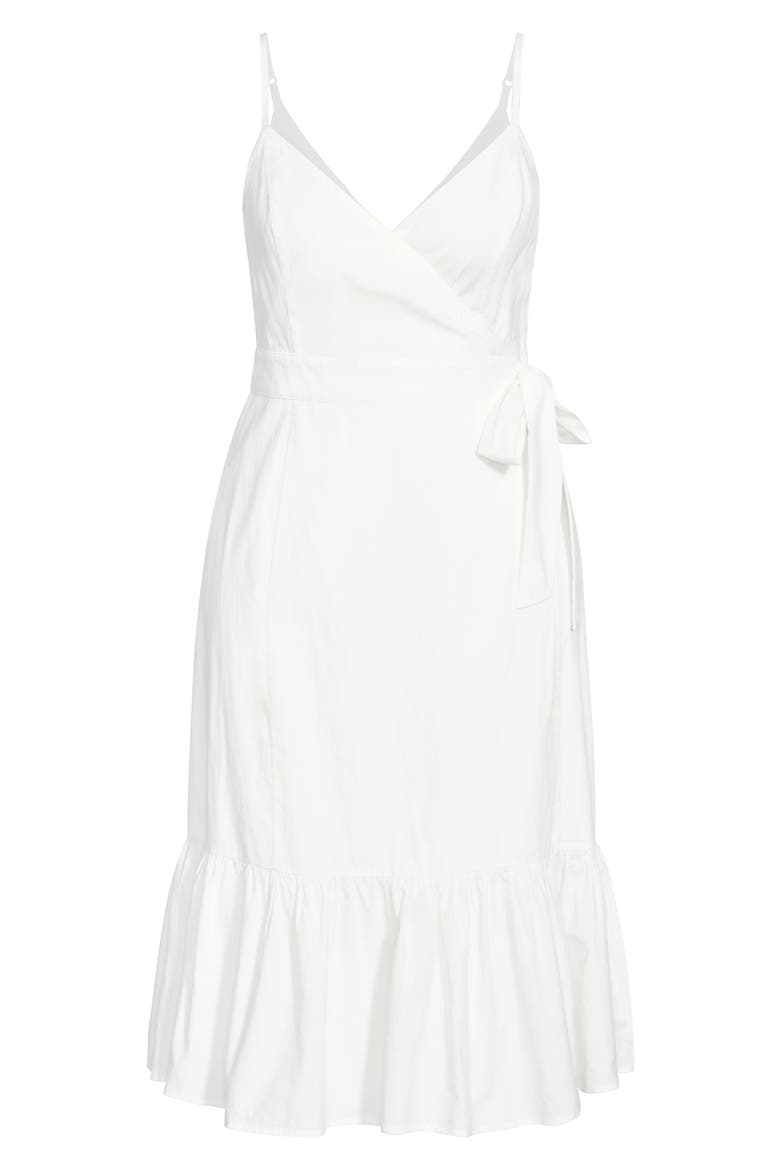 Cotton & Linen Wrap Dress, Alternate, color, IVORY