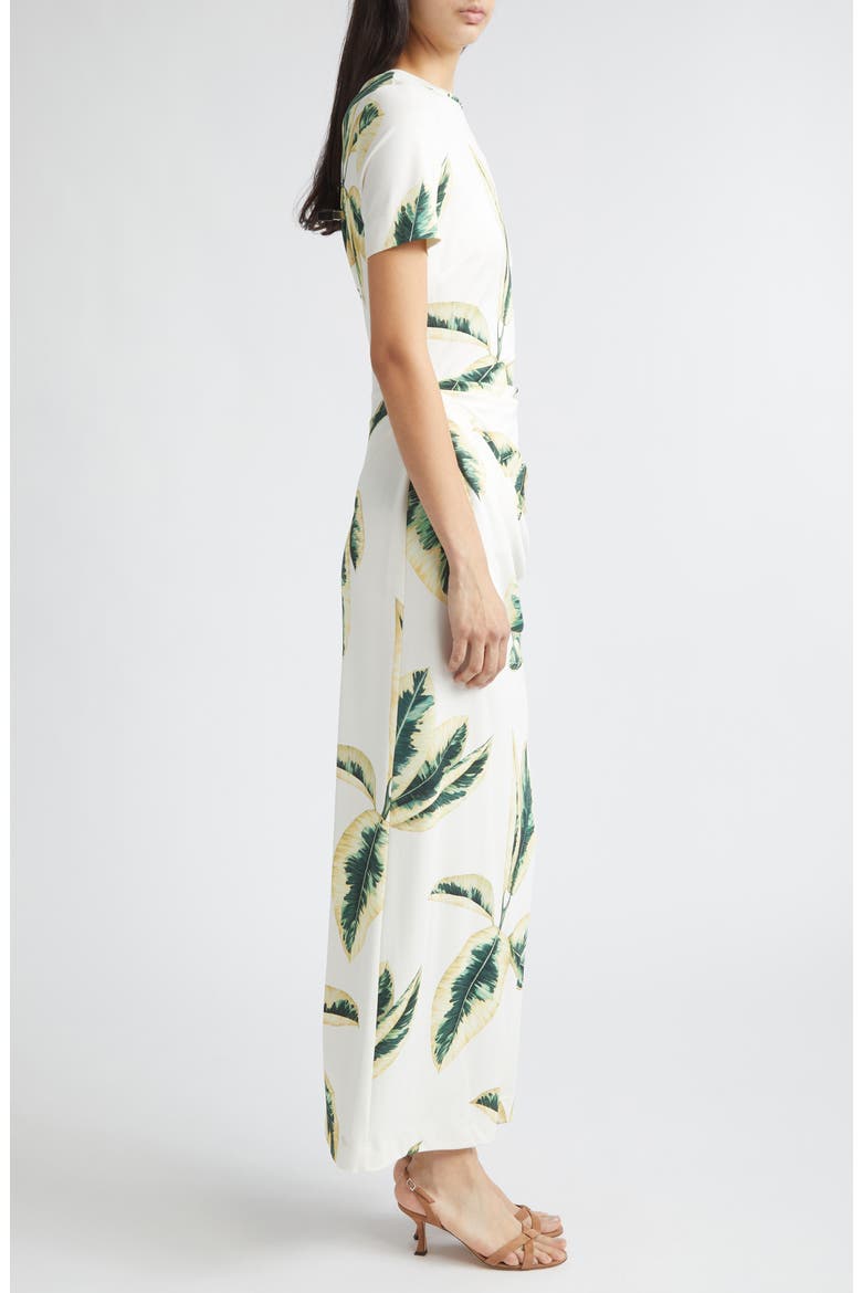 Ficus Leaves Print Jersey Dress, Alternate, color, GREEN/ IVORY