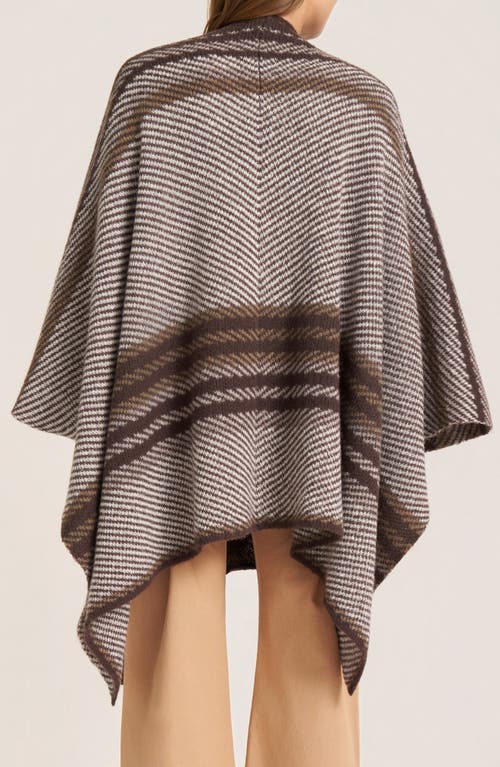 Matty M . Stripe Poncho In Brown