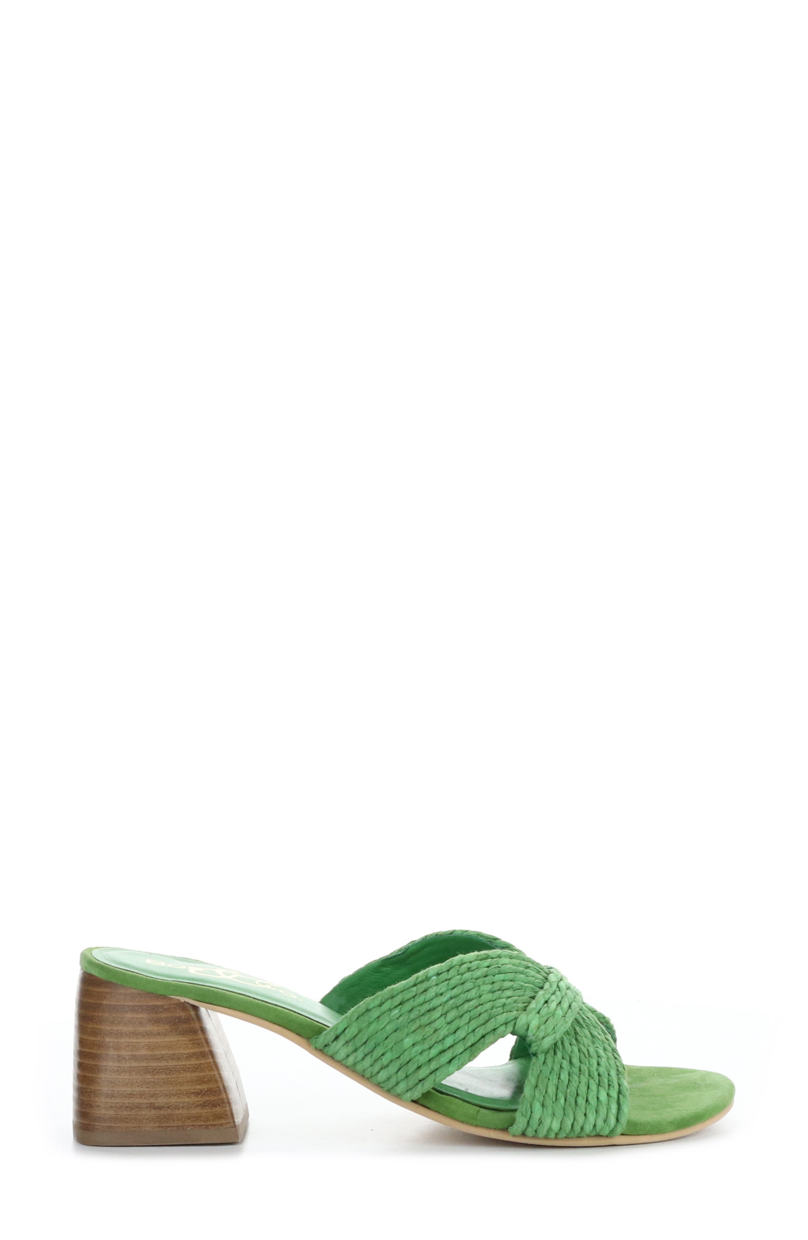 Bos. & Co. Gessa Block Heel Slide Sandal, Alternate, color, Green Rafia/Suede