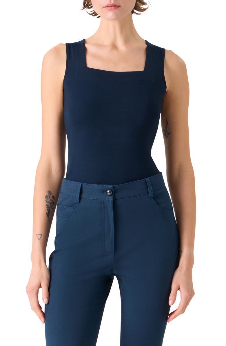 Akris punto Sleeveless Modal Stretch Jersey Top, Main, color, Dark Blue