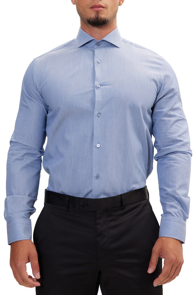 Dot French Placket Dress Shirt, Main, color, BLUE WHITE