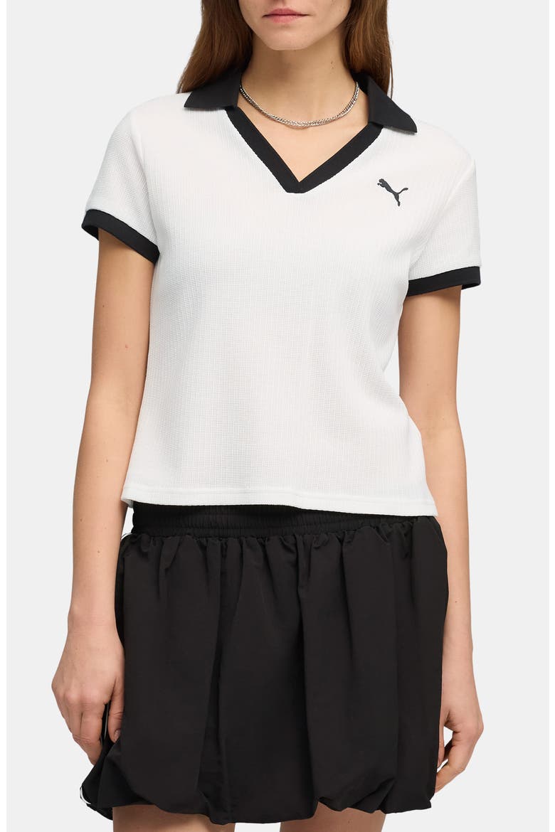 Essentials Tipped Johnny Collar Polo, Main, color, PUMA WHITE