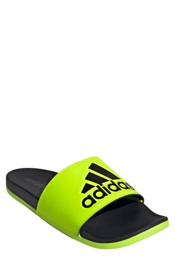 Adidas Originals Adidas Adilette Comfort Slide Sandal In Lucid Lemon/black/black