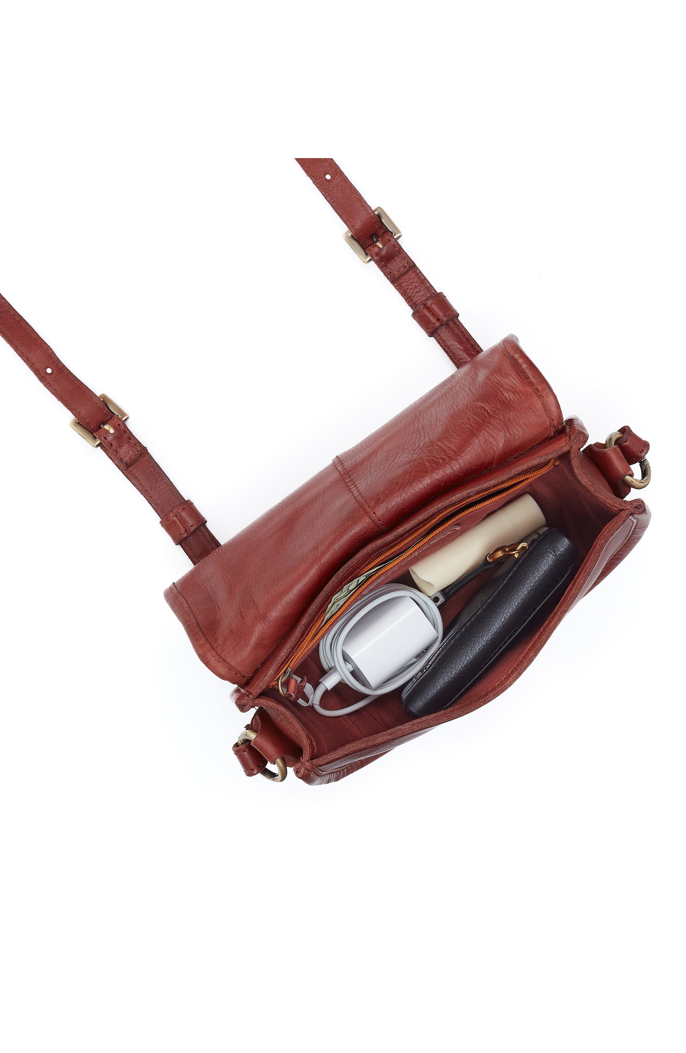 HOBO Small Kiva Leather Crossbody Bag, Alternate, color, Chestnut