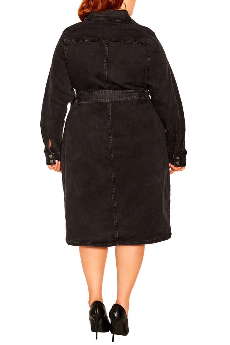 In The City Long Sleeve Denim Shirtdress, Alternate, color, BLACK
