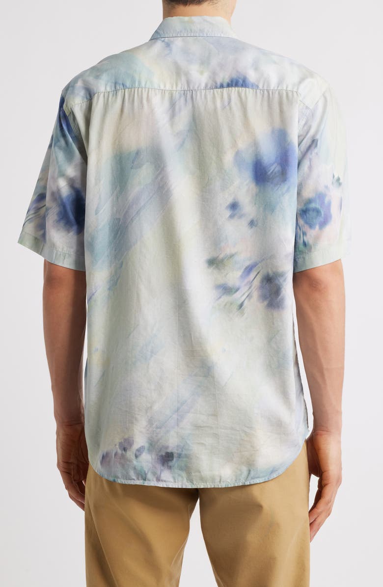 NN07 Freddy 5654 Watercolor Print Organic Cotton Blend Button-Up Shirt, Alternate, color, Blue Print