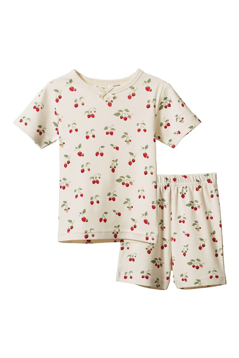 Kids' Print Organic Cotton Two-Piece Short Pajamas, Main, color, STRAWBERRY BLUSH PRI