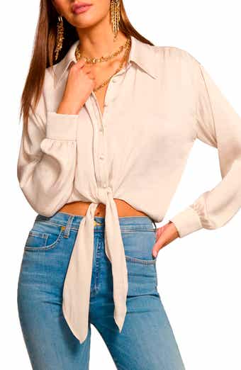 Luna Tie Waist Crop Satin Shirt