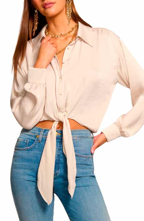Luna Tie Waist Crop Satin Shirt