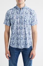Johnston & Murphy Hampton Stretch Cotton Short Sleeve Button-Up Shirt