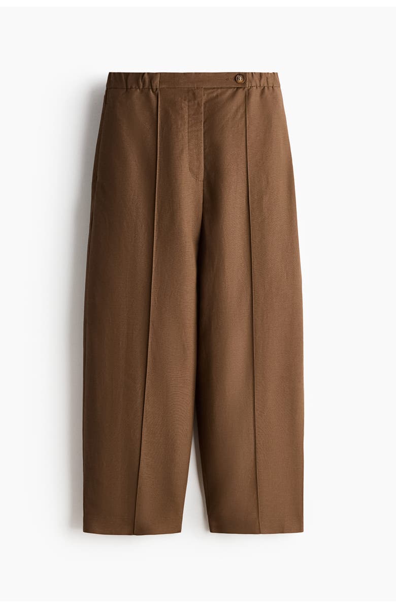 H&M Linen-blend Barrel Trousers, Main, color, Brown