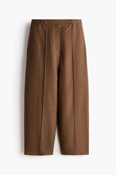 Linen-blend Barrel Trousers