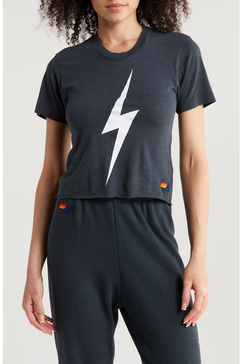 Bolt Crop Tee, Main, color, CHARCOAL