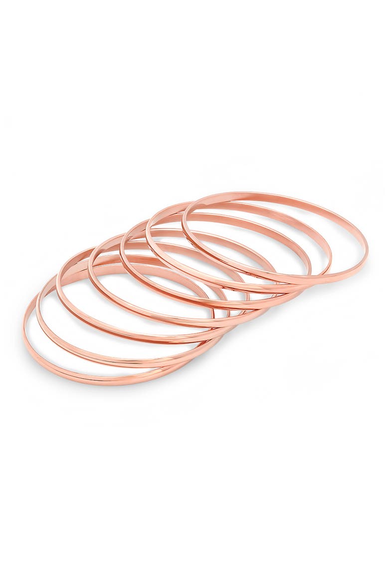 Polished Bangle Bracelet Set, Main, color, ROSE